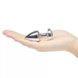 Красивая анальная пробка Anni Magnet T1 с двумя заменяемыми кристаллами на магните – серебристый