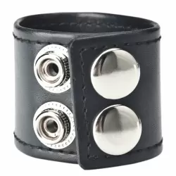 Хомут-утяжка для мошонки Snap Ball Stretcher на клепках – черный