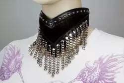 Ошейник «Птичка» (подшитый) c меховой вставкой и цепями