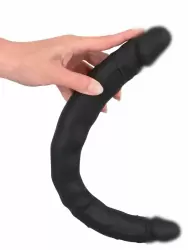 Реалистичный фаллоимитатор Double Dong Black, двусторонний, 40 см, силикон, черный