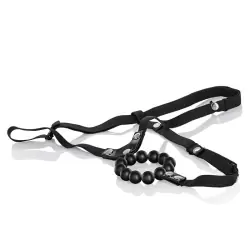 Трусики Lover's Thong With Stroker Beads с бусинками – черный