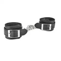 Унисекс наручники на цепи с замком Unisex Leatherette Cuffs – черный