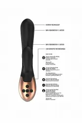 Вибратор-кролик с функцией нагрева Exquisite (черный): 20.5 см, 10 режимов вибрации, АБС/силикон