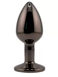 Черная алюминивая анальная пробка с кристаллом Small