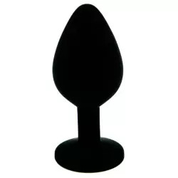 Большая силиконовая анальная пробка Kanikule Large с кристаллом – черный со светло-розовым