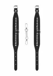 Сексуальные оковы на ноги из экокожи Diamond Studded Ankle Cuffs, 34 см, черный