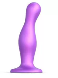 Рельефный фаллоимитатор Strap-On-Me Dildo Plug изогнутый, 16,5 см, фиолетовый металлик