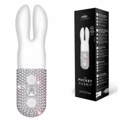 Карманный вибромассажёр-кролик с ушками и кристаллами The Rabbit Company The Pocket Rabbit Crystalized – белоснежный