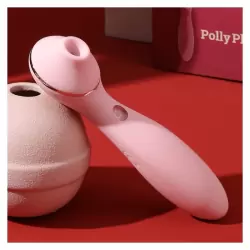 Розовый стимулятор клитора Polly Plus: 16.8 см, 3 режима всасывания, 10 режимов вибрации, функция нагрева, силикон