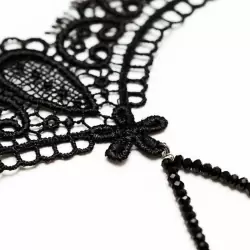 Черный кружевной браслет ручной работы с бусинками Dolce Piccante Bello fiore - XS