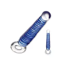 Стимулятор из стекла Cobalt со спиральным рельефом – синий