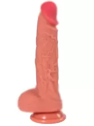 Реалистичный фаллоимитатор Real Dual Layer, 23 см, силикон, телесный цвет