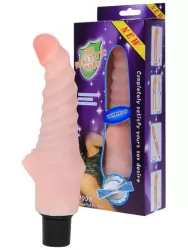 Водонепроницаемый полуреалистичный вибромассажер со спиральным рельефом The Realistic Cock – телесный