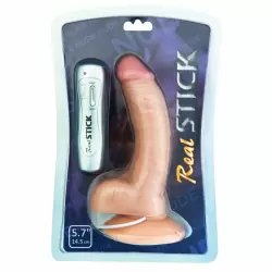 Виброреалистик с мошонкой TOYFA RealStick Nude 5,7” на присоске – телесный