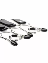 Расширяющие ремни Master Series с зажимами для половых губ, черные