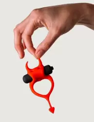 Необычное эрекционное виброкольцо Adrien Lastic Devol Cockring Маленький Демон, 10,8 см, диаметр 4,2 см, силикон, красный