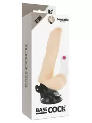 Реалистичный вибратор Dream Love BASECOCK REALISTIC BENDABLE REMOTE CONTROL FLESH, с мошонкой, с пультом Д/У, 21 см, ТПР, светлый телесный