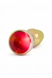 Золотая анальная пробка с рубиновым кристаллом Gold Plug - Red Sapphire