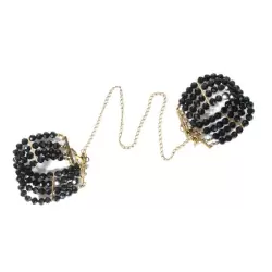 Наручники из стеклянных  бусин с цепочкой Divine Attache - черный