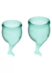 Набор менструальных чаш Satisfyer Feel secure Menstrual Cup, 15 и 20 мл, силикон, зеленый