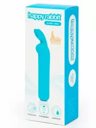 Яркая вибропуля Happy Rabbit, 11,3 см, силикон, синяя