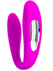 Компактный вибратор для пар Pretty Love Letitia, 10 см, 7 режимов, розовый