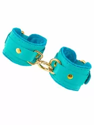 Миниатюрные наручники Pecado BDSM «МИНИ», двуслойные, натуральная кожа, голубые