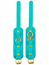 Миниатюрные наручники-оковы Pecado BDSM «МИНИ», двуслойные, натуральная кожа, голубые