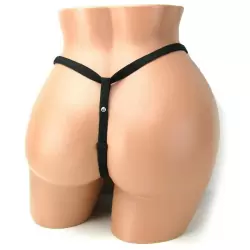 Трусики Lover's Thong With Stroker Beads с бусинками – черный