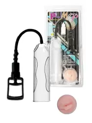 Вакуумная помпа Penis Enlargement Pump с насадкой в виде вагины – прозрачный с черным