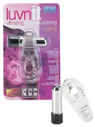 Эрекционное виброкольцо LuvnIt со стимулятором клитора – прозрачный