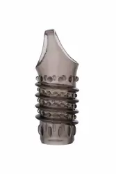 Открытая увеличивающая насадка на пенис TOYFA XLover с подхватом мошонки – серый