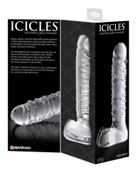 Реалистичный фаллоимитатор Icicles No. 63 из стекла – прозрачный