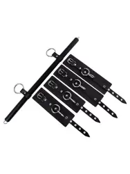 Комплект бондажный Pecado BDSM, 4 точки фиксации, распорка, наручники, оковы, натуральная кожа, черный