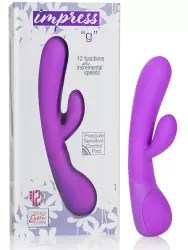 Изогнутый вибратор-кролик Impress “g”, 21 см, 12 режимов, силикон,  фиолетовый