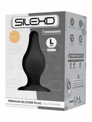 Термореактивная анальная пробка SILEXD Plug Model 2, с заострённым кончиком, 10,2 см, силикон, черный