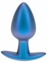 Гладкая анальная пробка Shots toys, 7,9 см, силикон, синий металлик