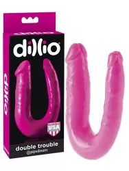 Яркий двухсторонний фаллоимитатор U-образный Dillio Double Trouble – розовый