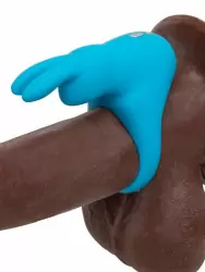 Эрекционное виброкольцо Happy Rabbit, 12 режимов, с ушками, синее