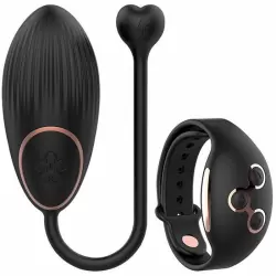 Ребристое виброяйцо Dream Love ANNE S DESIRE EGG WIRLESS TECHNOLOGY WATCHME BLACK / GOLD, с пультом Д/У, 8,5 см, 7 режимов, силикон