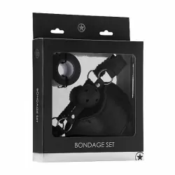 Набор для эротических игр из пвх: Маска на глаза, кляп, лента для свзыванияBondage Set - Black
