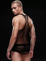 Черная мужская майка-борцовка - L/XL