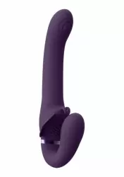 Анатомический вибрострапон Satu, 23 см, безремневой, с тремя моторами, фиолетовый