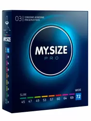 Ультратонкие презервативы MY.SIZE № 3, ширина 72 мм, 22,3 см, размер XXL, 3 шт