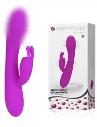 Водонепроницаемый вибратор Hunter с реалистичной головкой и стимулирующим «зайчиком» – розовый