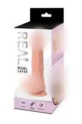 Реалистичный фаллоимитатор Real Dual Layer, 23 см, двойной слой ПВХ, телесный