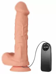 Реалистичный фаллоимитатор Baile, 26 см, ТПР, с проводным пультом, телесный