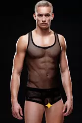 Черная мужская майка-борцовка - L/XL