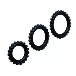 Набор из 3-х ребристых эрекционных колец Titan – черный