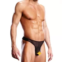 Черные мужские G-стринги BlueLine из сеточки – L/XL